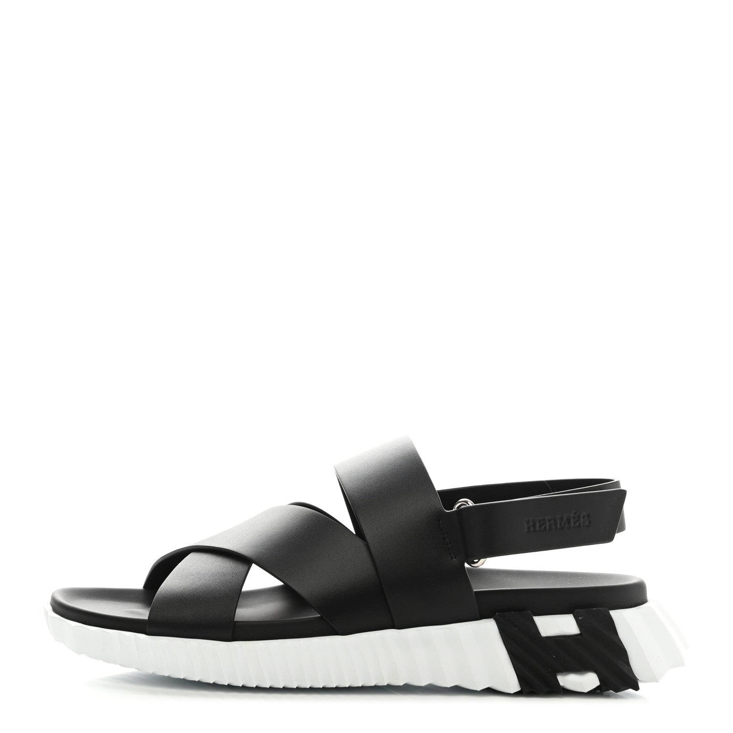 Hermes Calfskin Goatskin Mens Electric Sandals 43 Black White 1 of 9