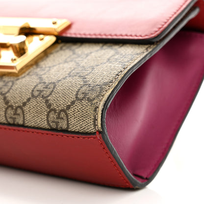 Gucci GG Supreme Monogram Calfskin Small Padlock Shoulder Bag Beige Hibiscus Red New Rosette 11 of 14