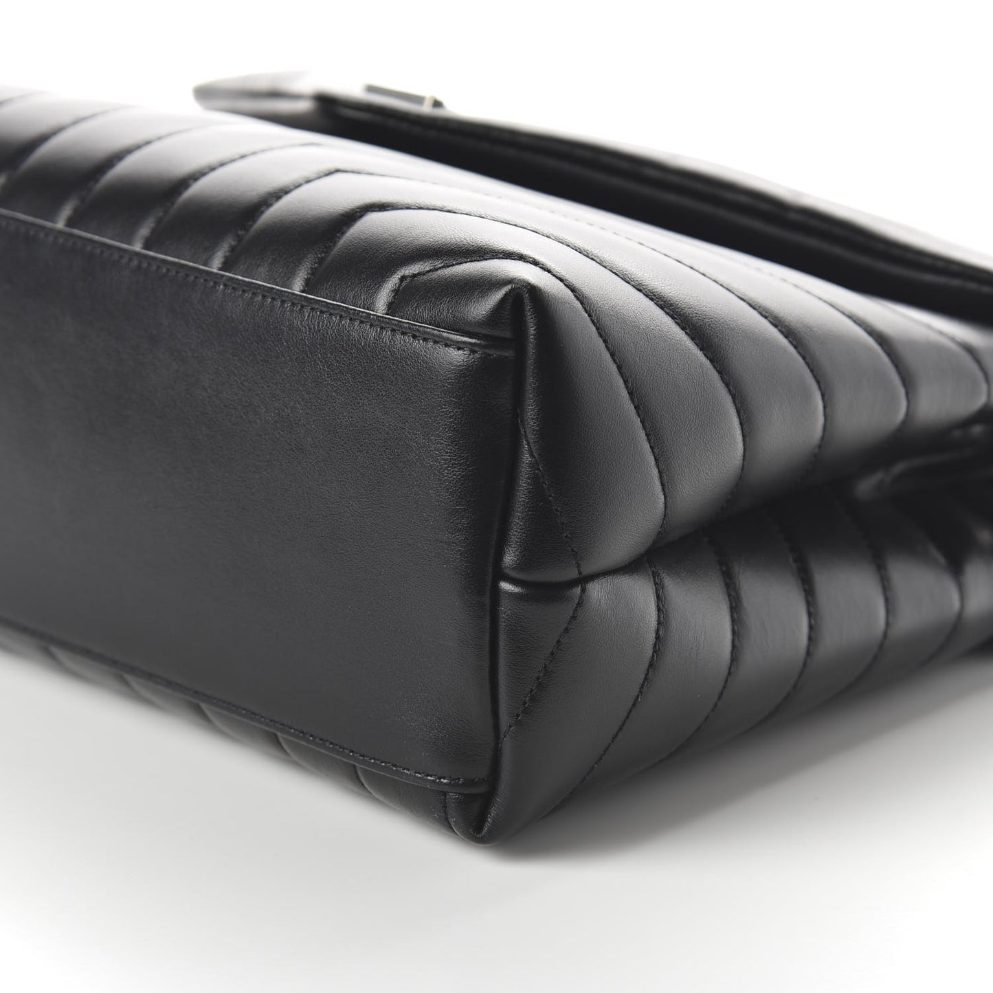 Calfskin Y Quilted Monogram Medium Loulou Chain Satchel Black