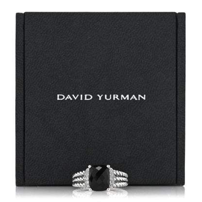 David Yurman Sterling Silver Diamond Black Onyx 10mm Petite Wheaton Ring 56 7.5 5 of 5