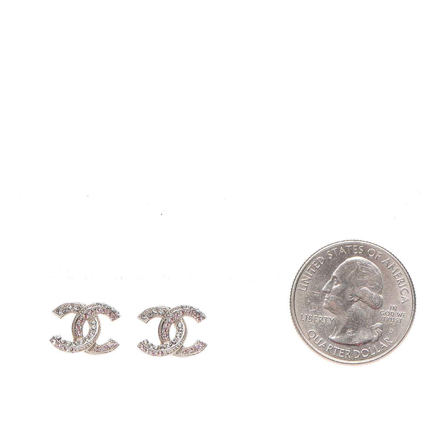 Chanel Crystal CC Earrings Silver 2 of 5
