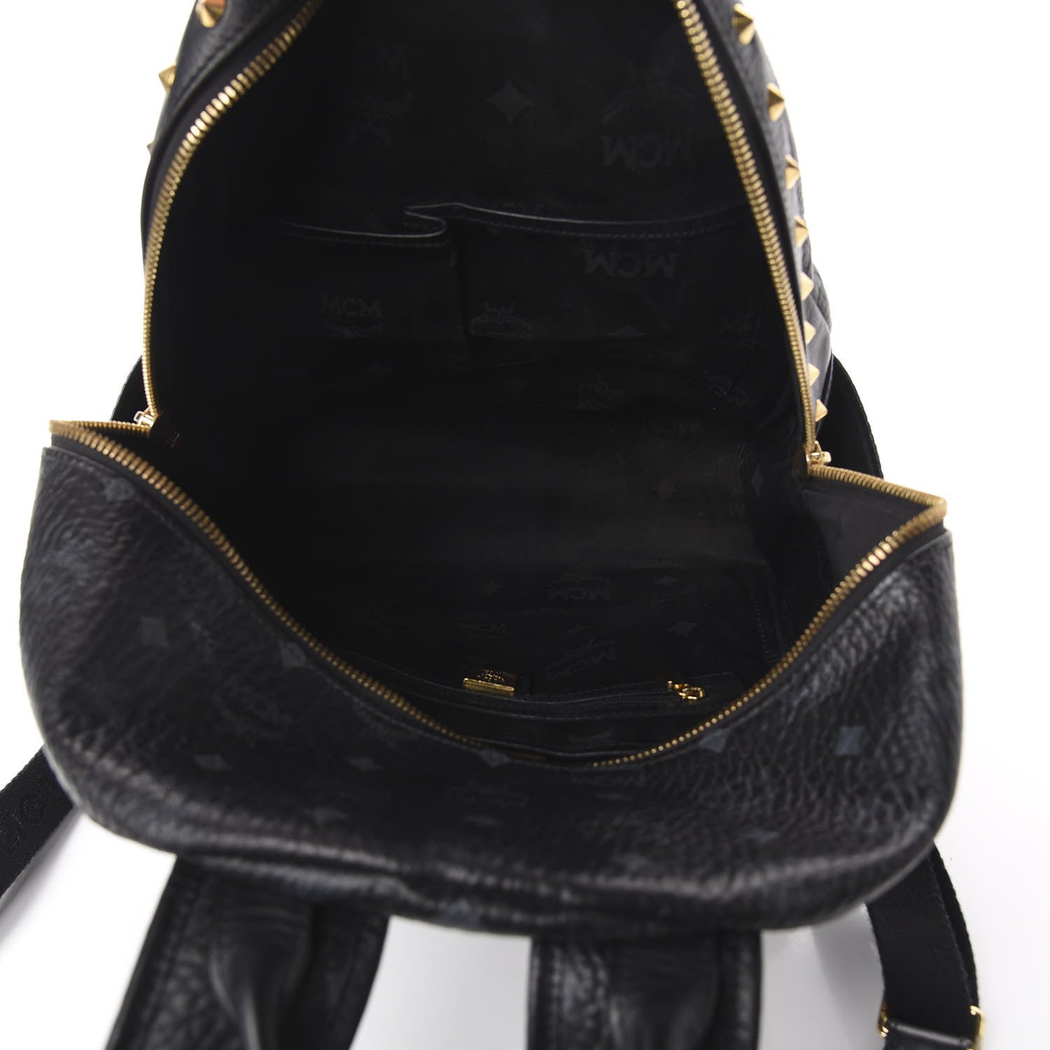 MCM Visetos Studded Medium Stark M Logo Collection Backpack Black 4 of 8
