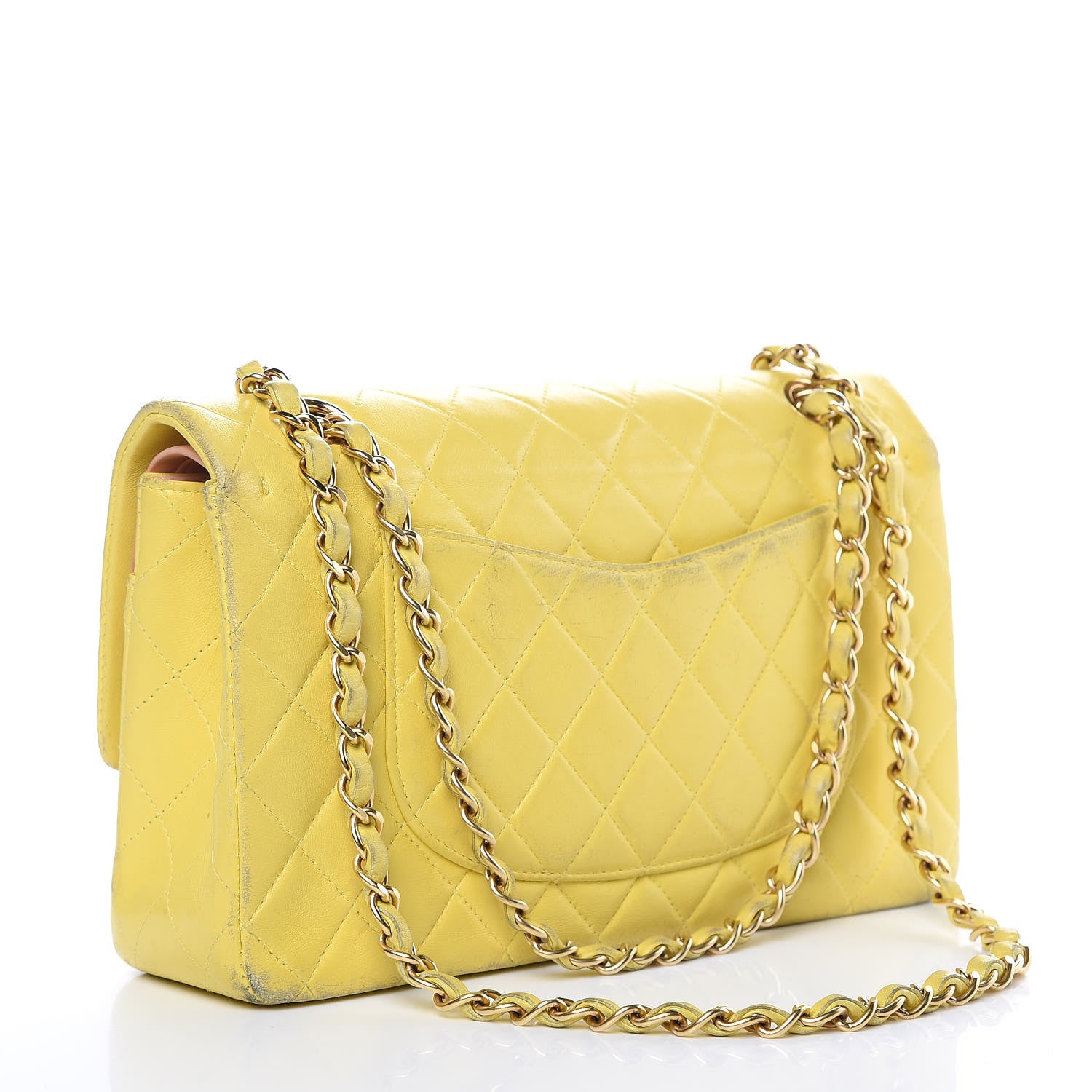 Chanel Lambskin Quilted Medium Double Flap Yellow 3 of 24