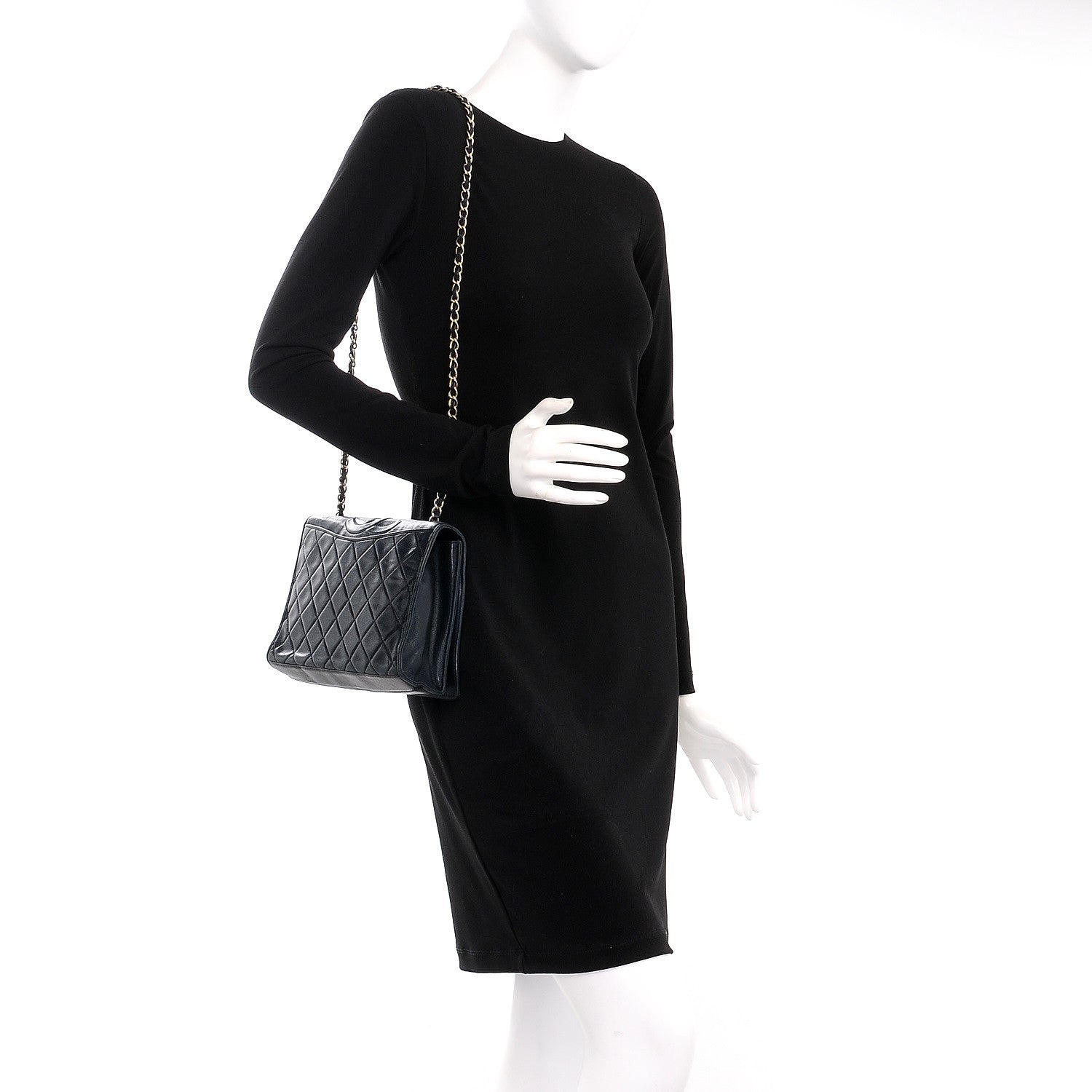 Chanel Lambskin Quilted CC Small Single Flap Navy 2 of 9