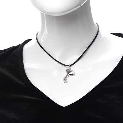Cartier 18K White Gold Diamond Ginkgo Leaf Pendant Cord Necklace 2 of 5