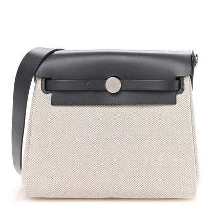 Hermes Military Toile Vache Hunter Herbag Zip Retourne 20 Ecru Bleu Glacier Ardoise 1 of 10