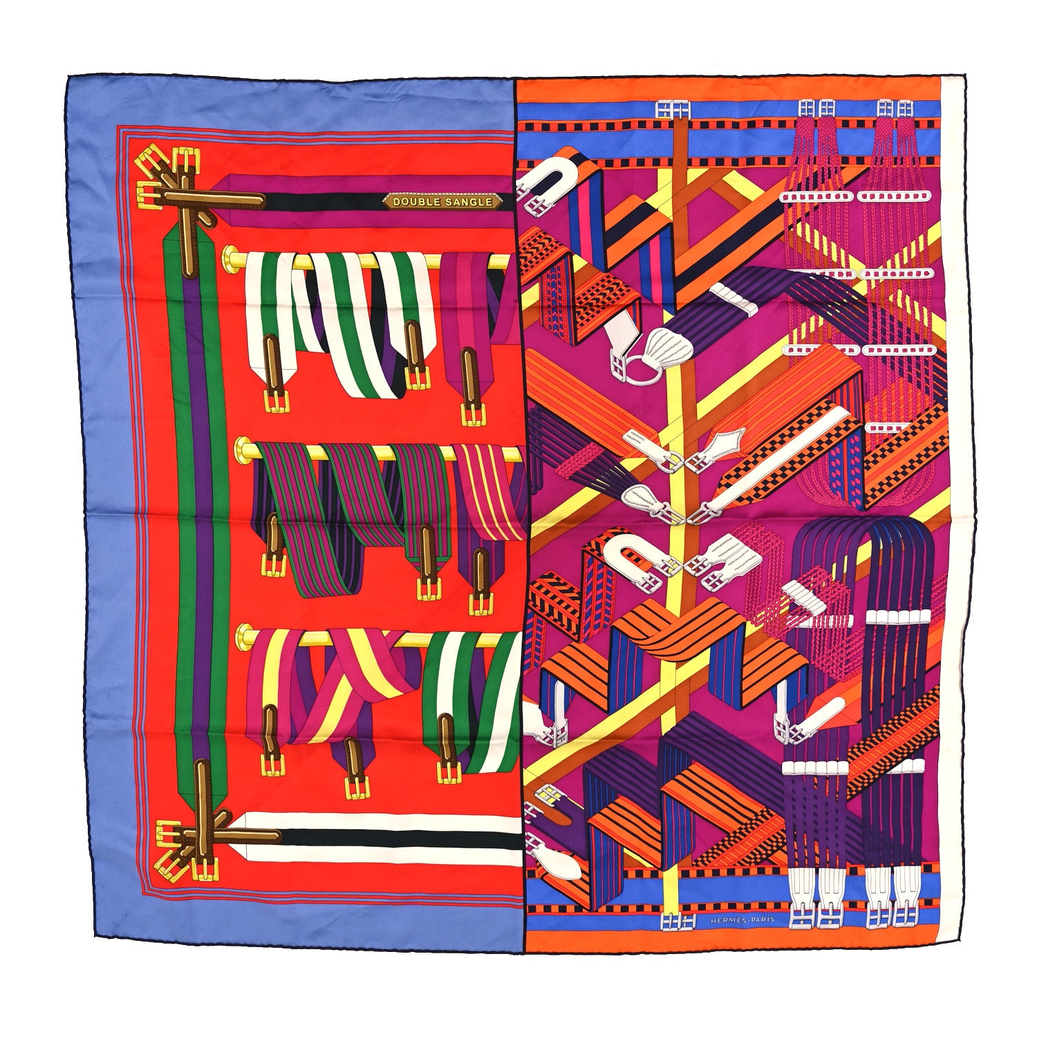 Hermes Silk Double Sangle Scarf 90 Rouge Bougainvillea 1 of 6