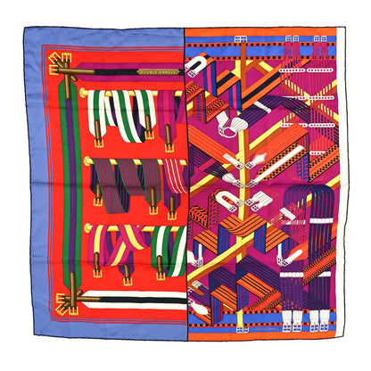Hermes Silk Double Sangle Scarf 90 Rouge Bougainvillea 1 of 6