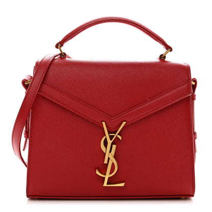Saint Laurent Grain de Poudre Mini Classic Monogram Cassandra Top Handle Red 1 of 11