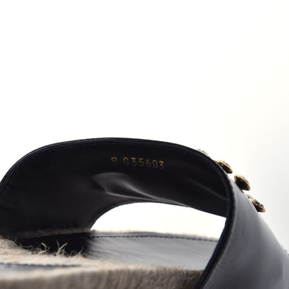 Chanel Patent Calfskin Crystal CC Espadrille Slip On Sandals 39 Black 8 of 9