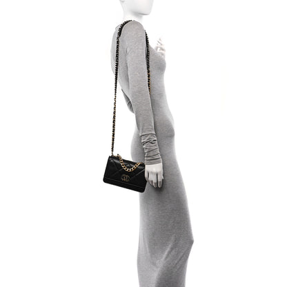 Chanel Lambskin Quilted Chanel 19 Wallet On Chain WOC Black 2 of 12