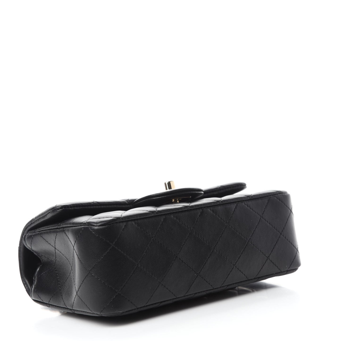 Lambskin Quilted Mini Rectangular Flap Black