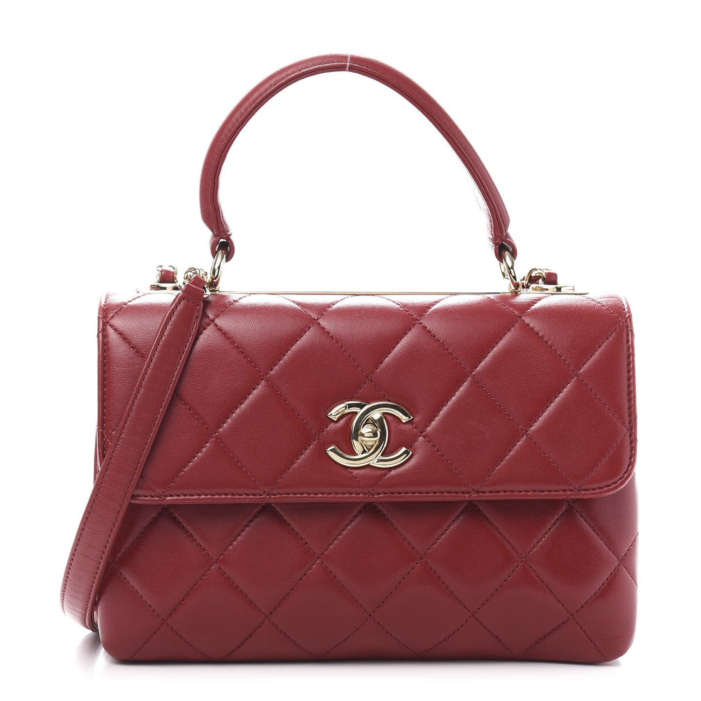 Lambskin Quilted Small Trendy CC Flap Dual Handle Bag Red