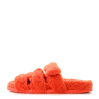 Hermes Woolskin Womens Chypre Sandals 40 Orange 1 of 12
