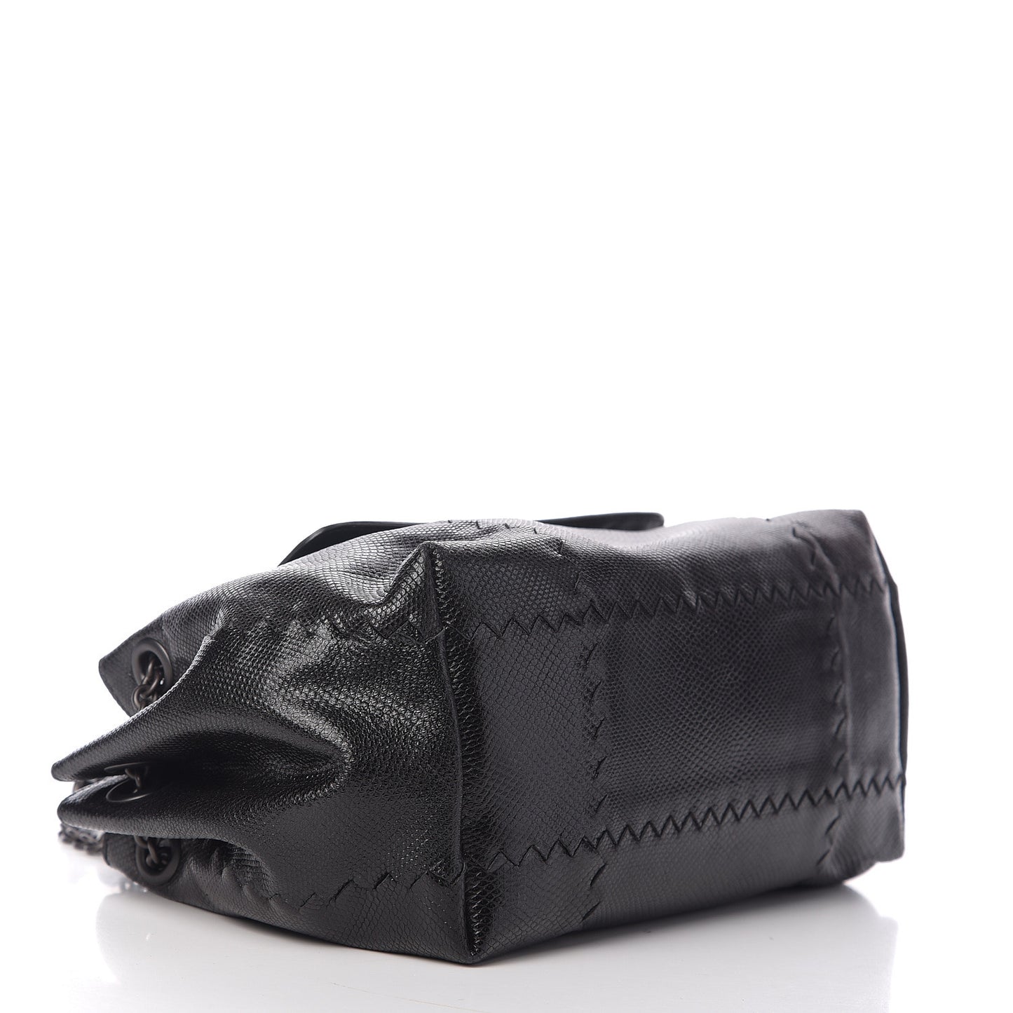 Vesuvio Karung Nappa Intrecciato Cravatteria Small Flap Shoulder Bag Black