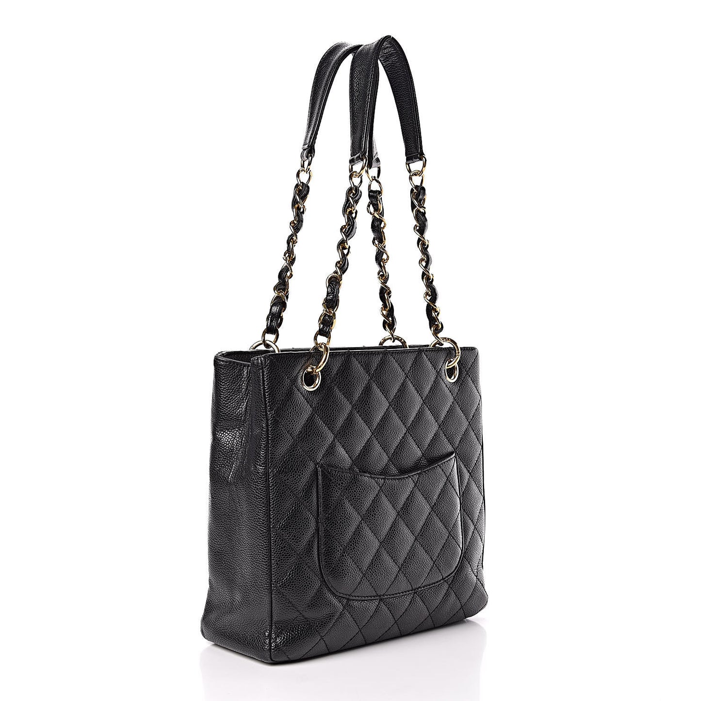Caviar Quilted Petit Shopping Tote PST Black