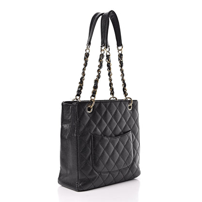 Chanel Caviar Quilted Petit Shopping Tote PST Black 3 of 10