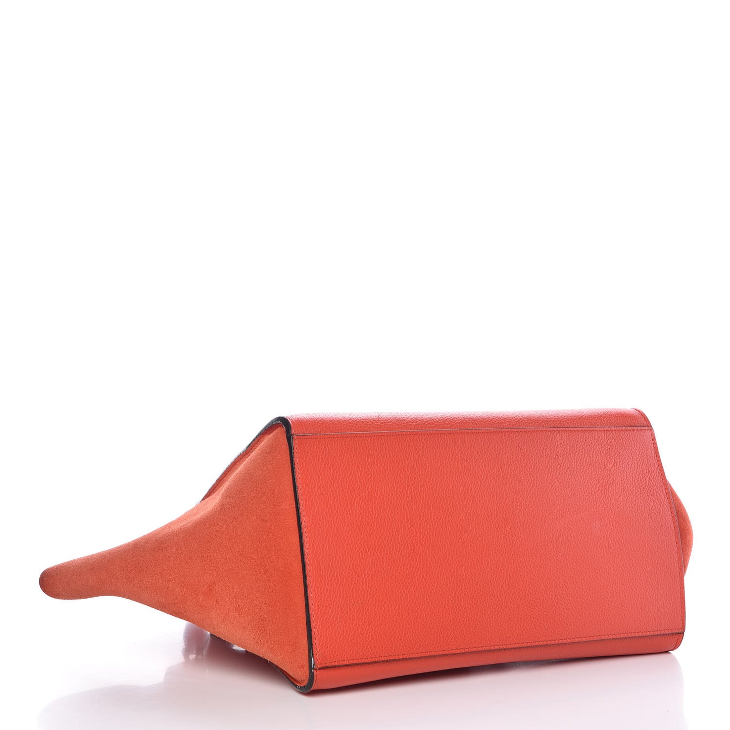 Drummed Calfskin Suede Medium Trapeze Vermillion
