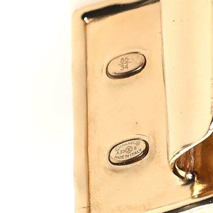 Chanel Metallic Lambskin Ruched Logo Belt 85 34 Gold 3 of 3