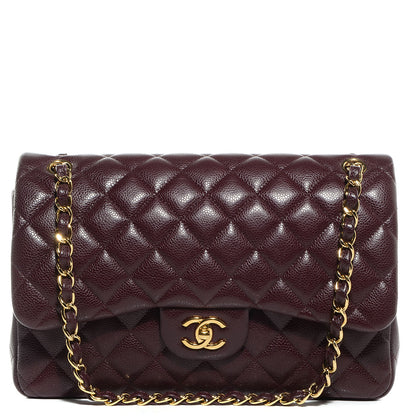 Chanel Caviar Quilted Jumbo Double Flap Burgundy 1 of 10