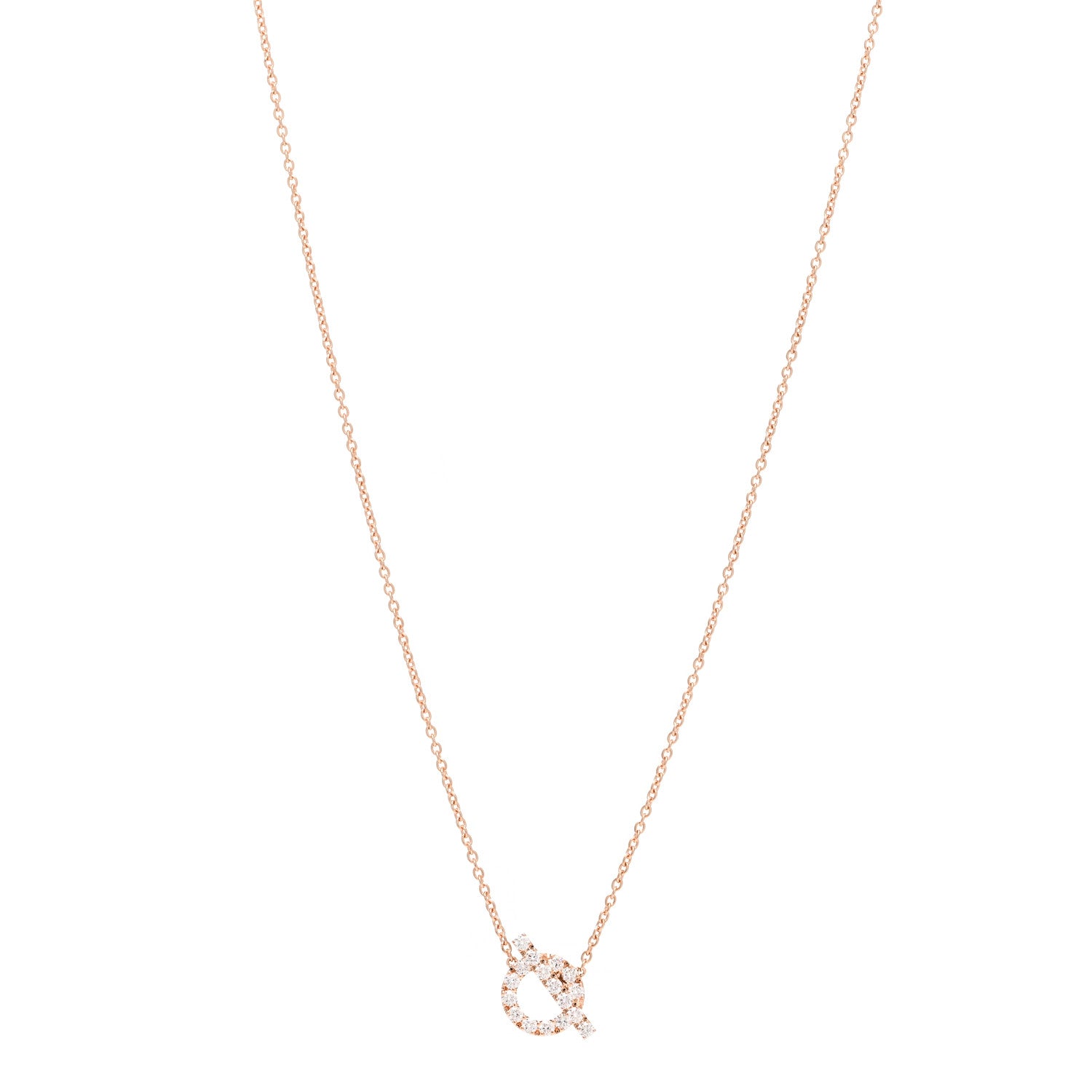 Hermes 18K Rose Gold Diamond Finesse Pendant Necklace 1 of 5