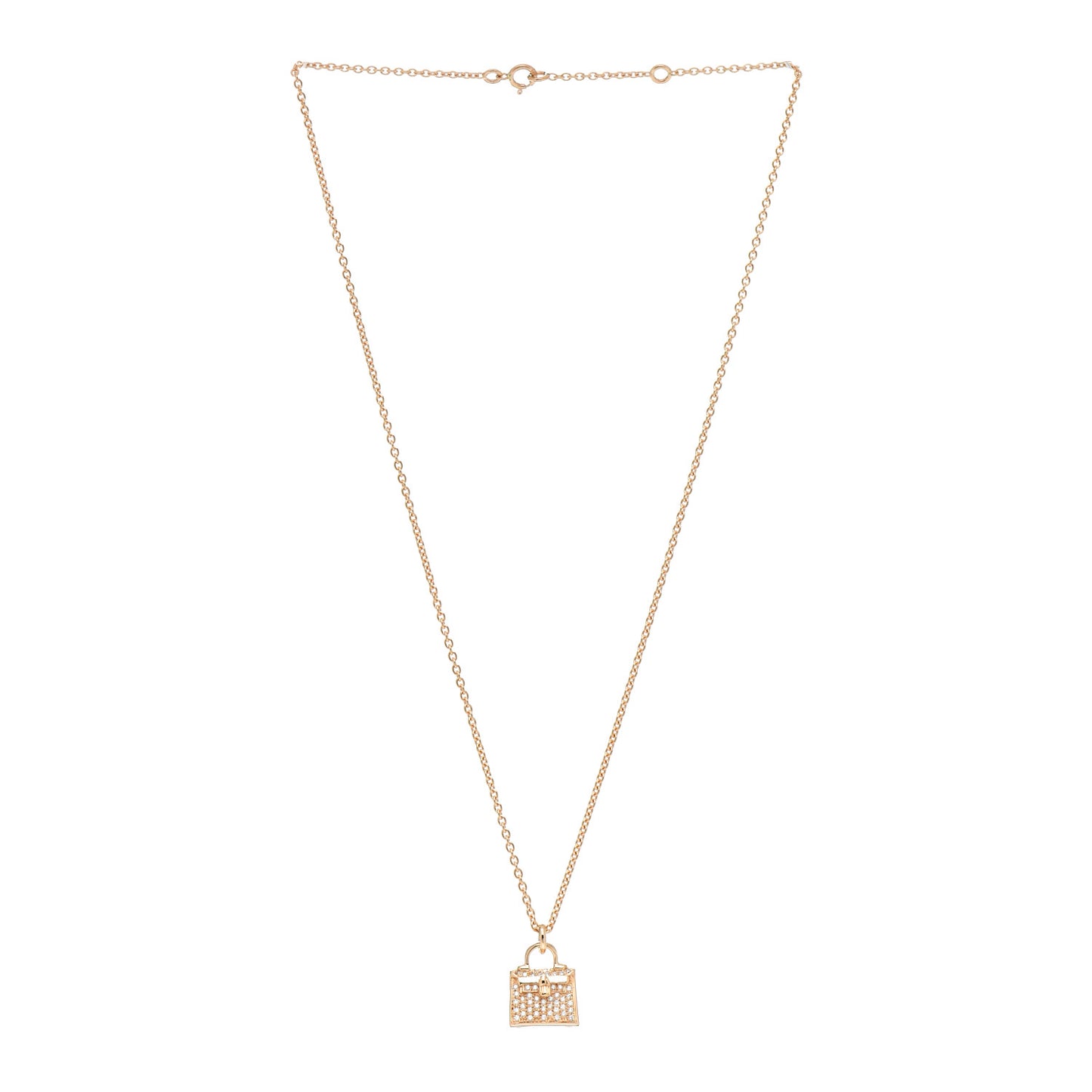 18K Rose Gold Diamond Kelly Amulette Pendant Necklace