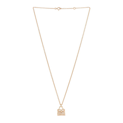 Hermes 18K Rose Gold Diamond Kelly Amulette Pendant Necklace 3 of 5