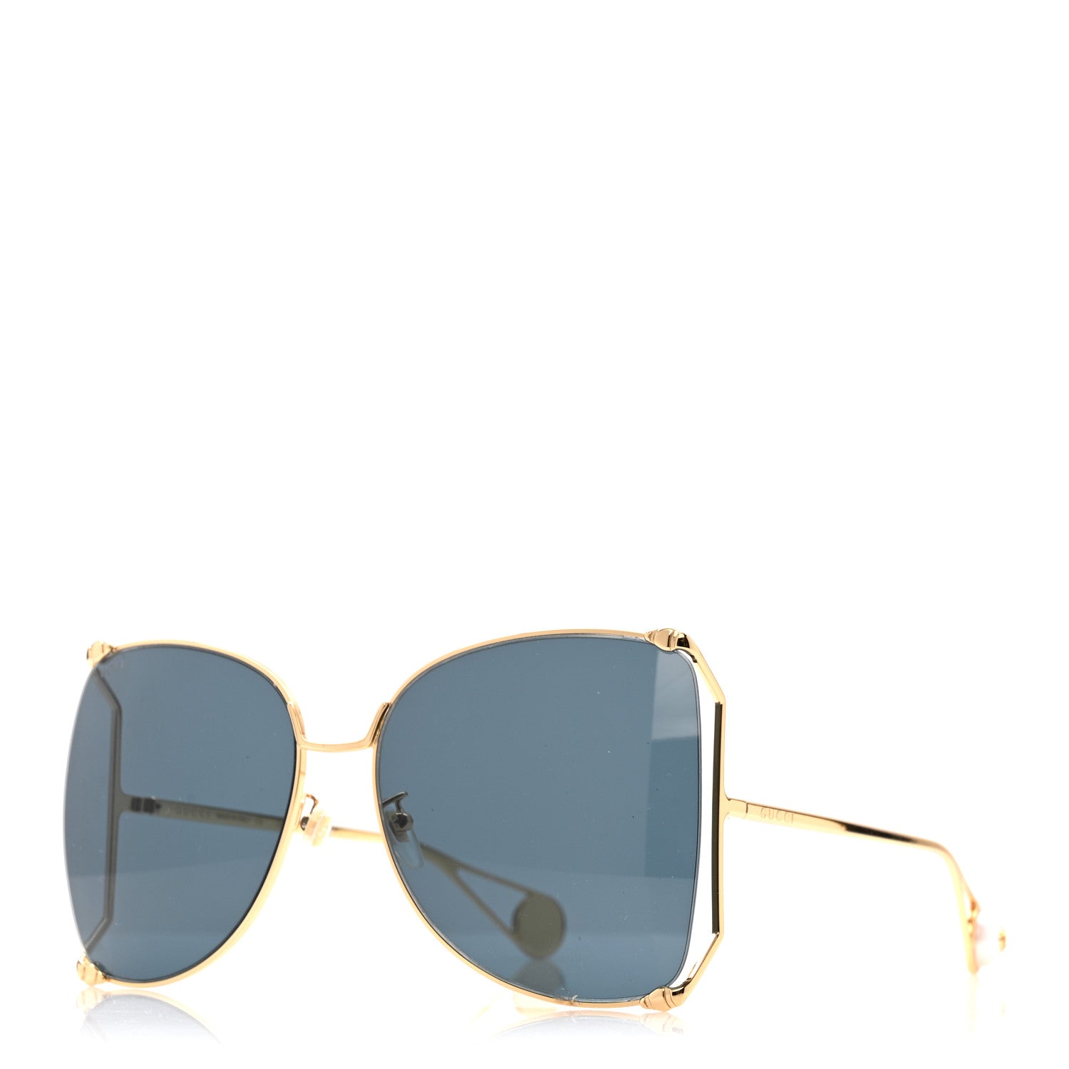 Gucci Oversized Round Sunglasses GG0252S Gold Brown 1 of 8