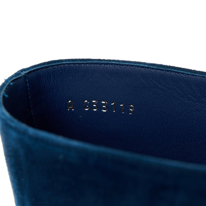 Chanel Suede Calfskin Satin Gabrielle Cap Toe Short Boots 35.5 Royal Blue Black 7 of 10