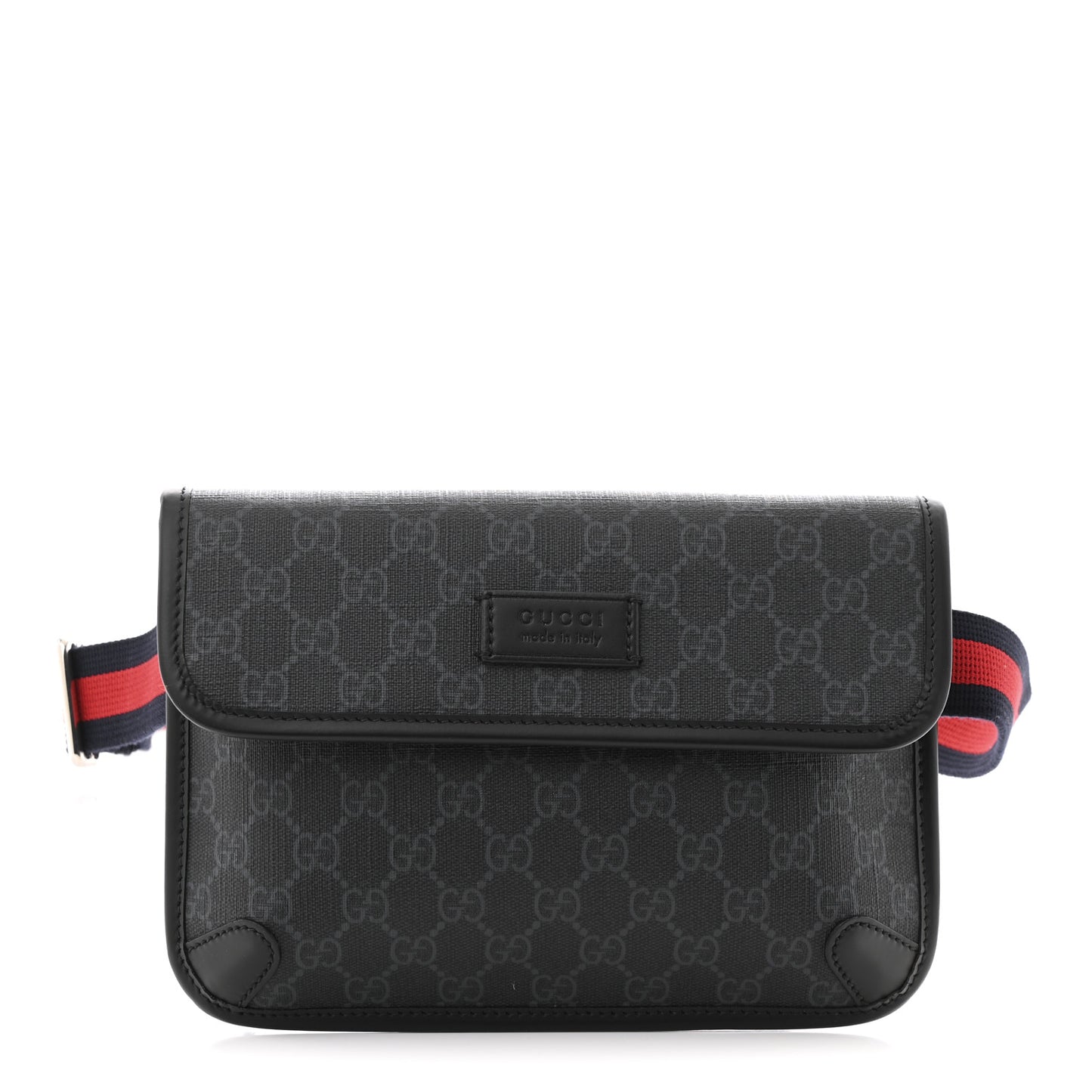 GG Supreme Monogram Web Slim Belt Bag Black Grey