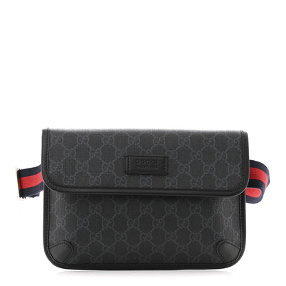 Gucci GG Supreme Monogram Web Slim Belt Bag Black Grey 1 of 13