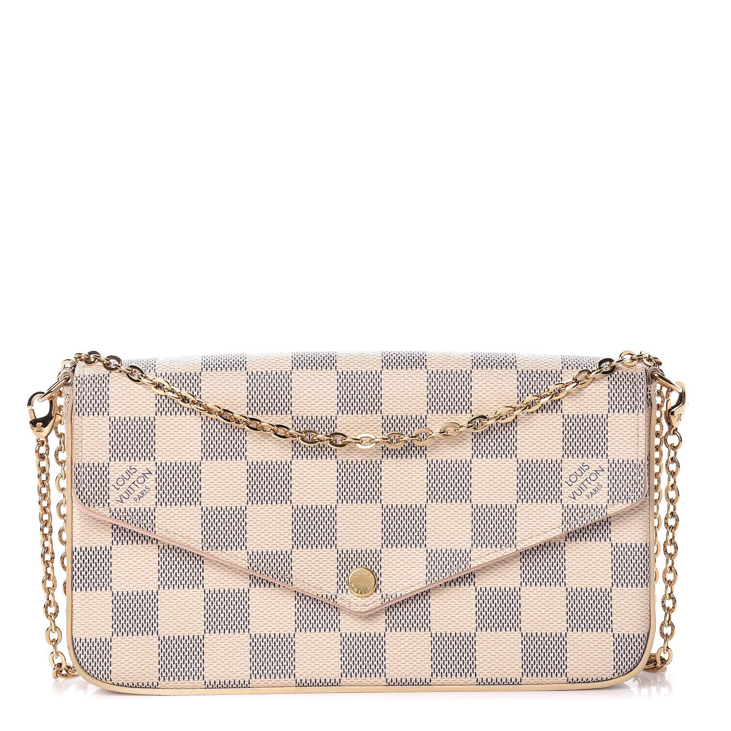 Louis Vuitton Damier Azur Pochette Felicie Chain Wallet Rose Ballerine 1 of 10