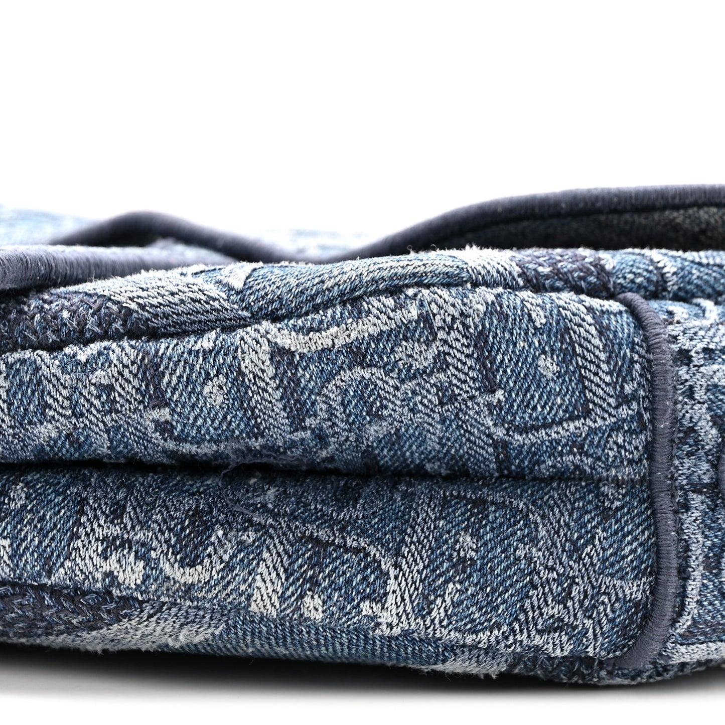 Oblique Embroidered Saddle Bag Denim Blue