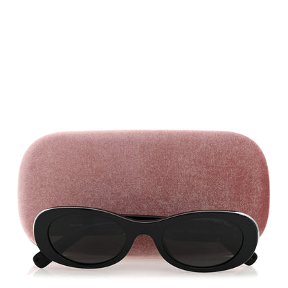 Miu Miu Acetate Oval Sunglasses SMU 06Z Black 8 of 8