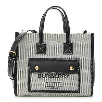 Burberry Canvas Smooth Calfskin Mini Two Tone Freya Tote Black 1 of 8