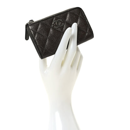 Chanel Lambskin Camellia Embossed Key Holder Case Grey 2 of 12