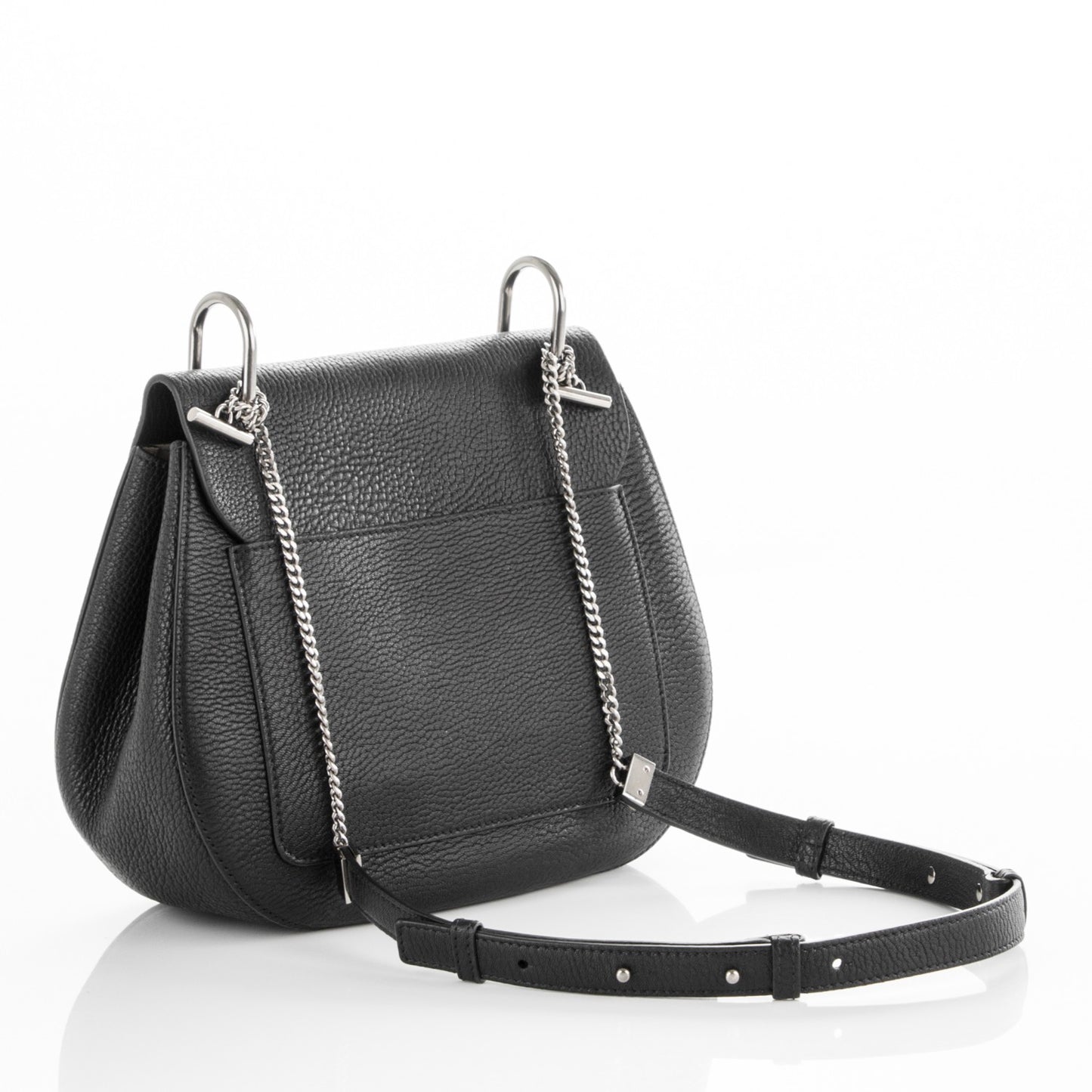 Grained Lambskin Medium Drew Shoulder Bag Black