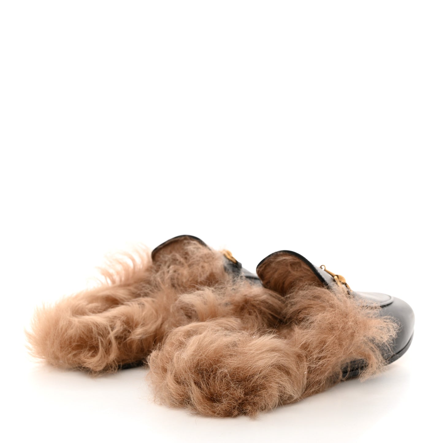 Calfskin Fur Womens Princetown Slippers 38 Black