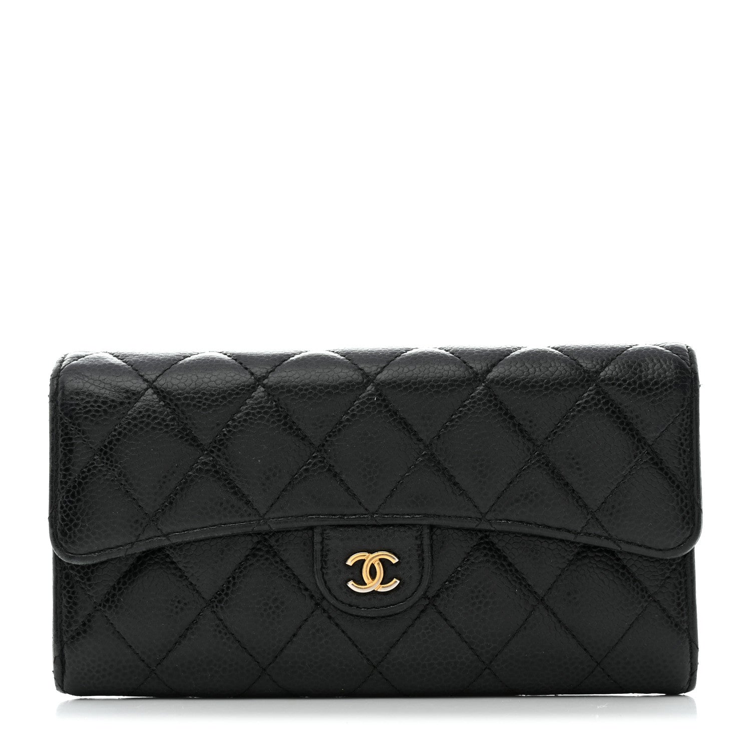 Chanel Caviar Quilted Large Gusset Flap Wallet Black 1 of 10