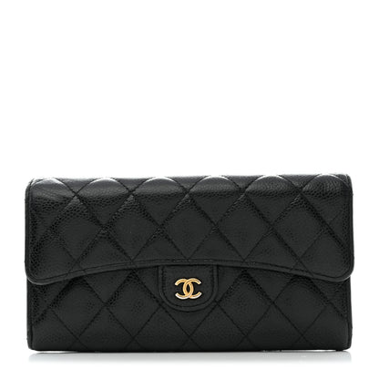 Chanel Caviar Quilted Large Gusset Flap Wallet Black 1 of 10