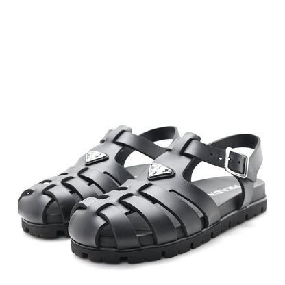Prada Foam Rubber Triangle 50mm Cage Sandals 40 Black 4 of 10
