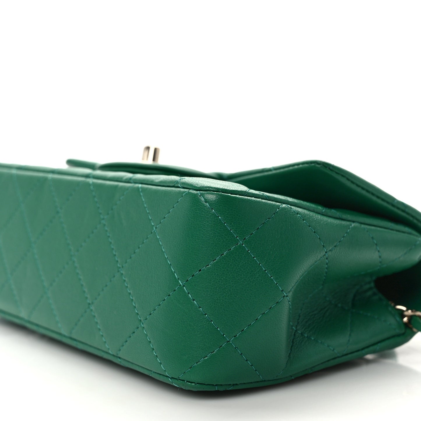 Lambskin Quilted Mini Top Handle Rectangular Flap Green