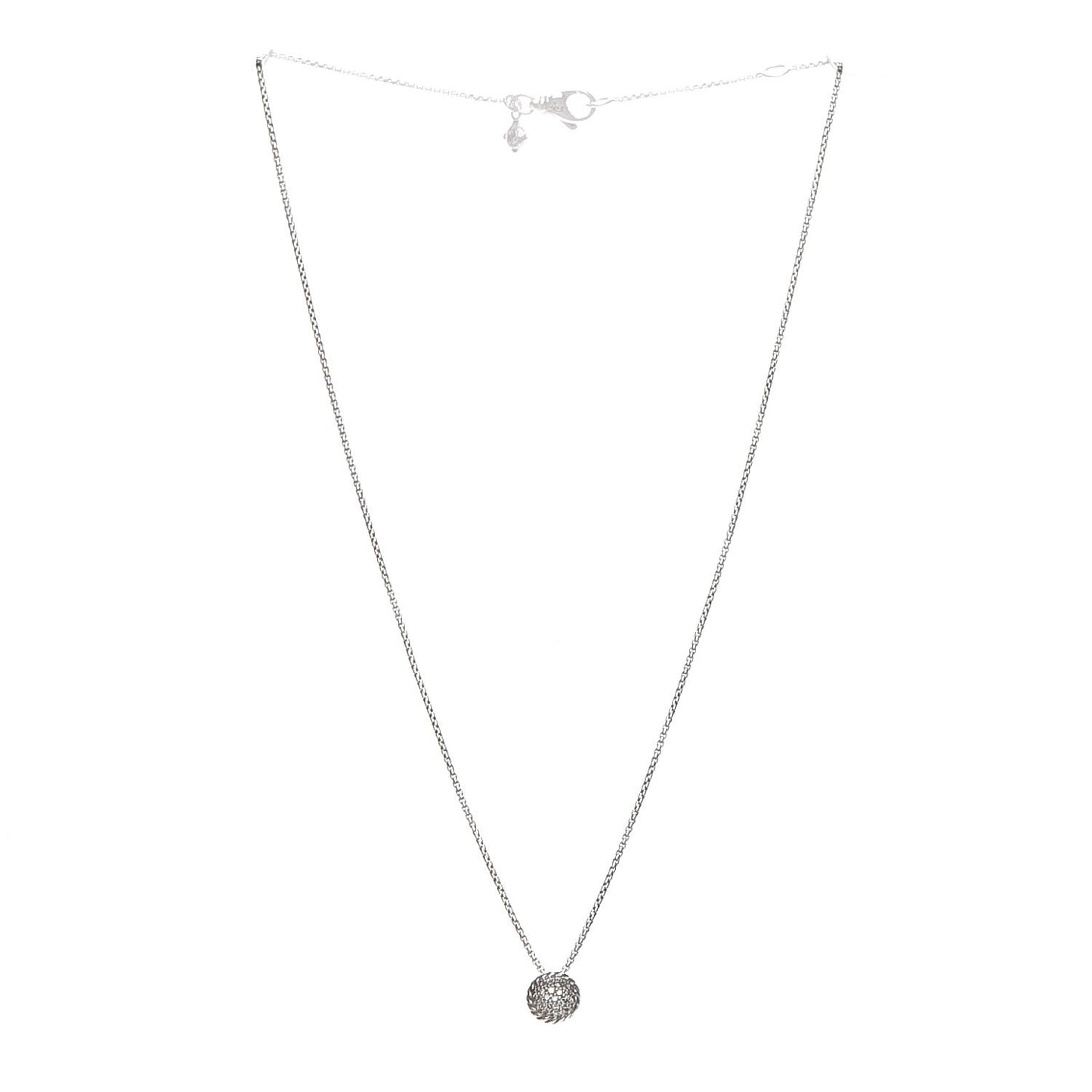 Sterling Silver Diamond 9mm Petite Pave Pendant Necklace
