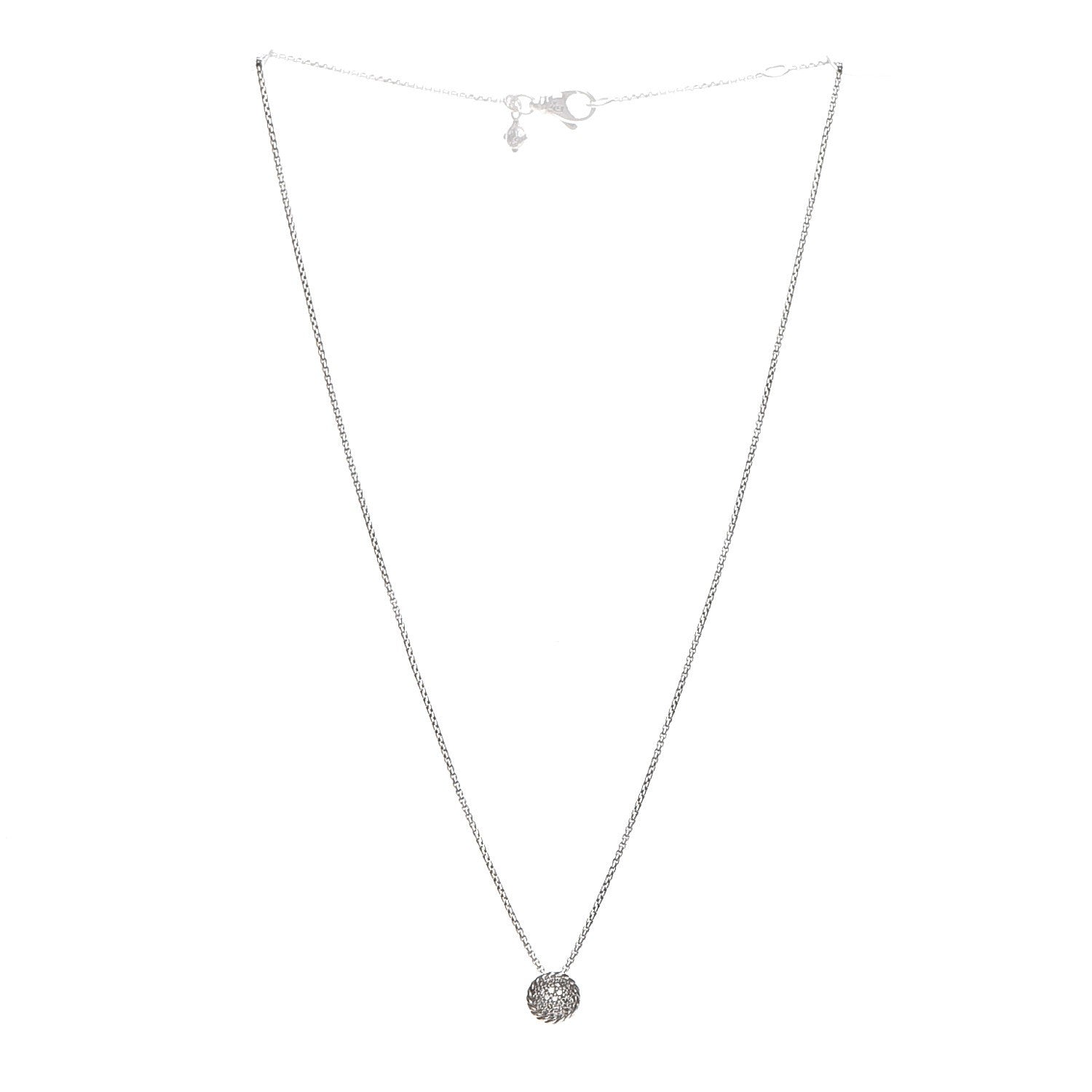David Yurman Sterling Silver Diamond 9mm Petite Pave Pendant Necklace 4 of 4