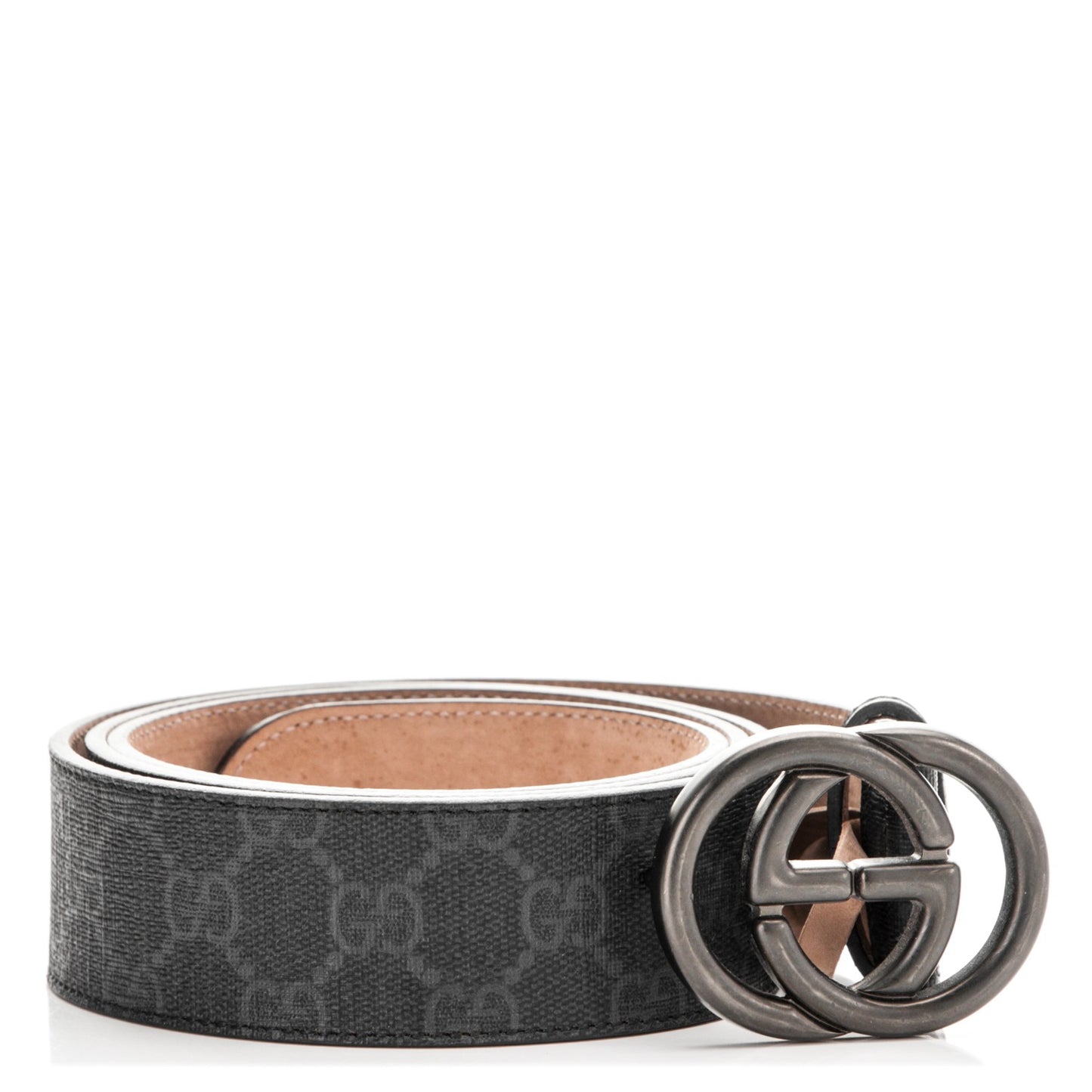 GG Supreme Monogram Interlocking G Belt 105 42 Black Grey