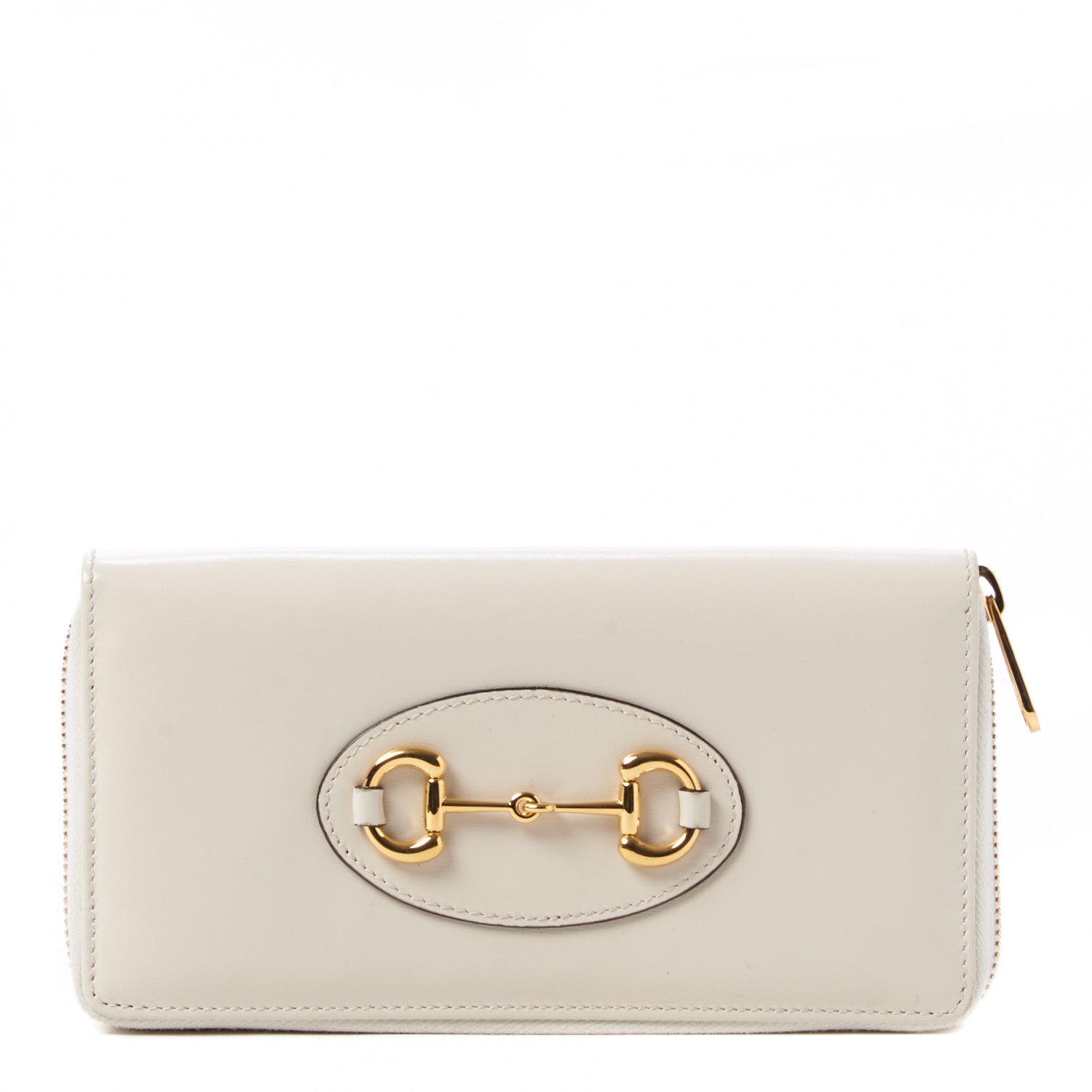 Gucci Boarded Plutone Calfskin Horsebit 1955 Zip Around Wallet Mystic White 1 of 9