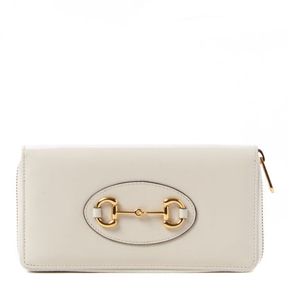 Gucci Boarded Plutone Calfskin Horsebit 1955 Zip Around Wallet Mystic White 1 of 9
