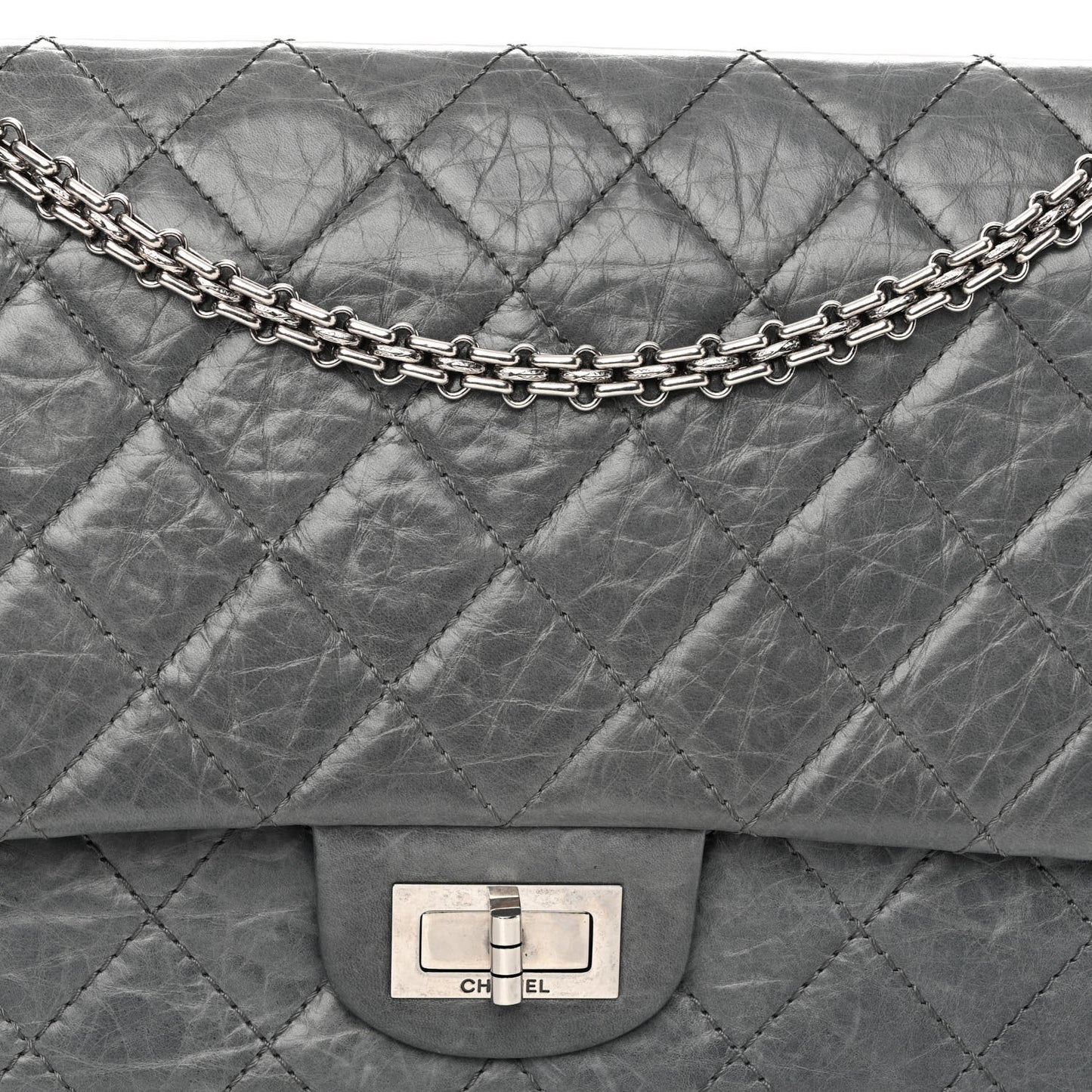 Aged Calfskin Quilted 50th Anniversary 2.55 Reissue 227 Flap Grey
