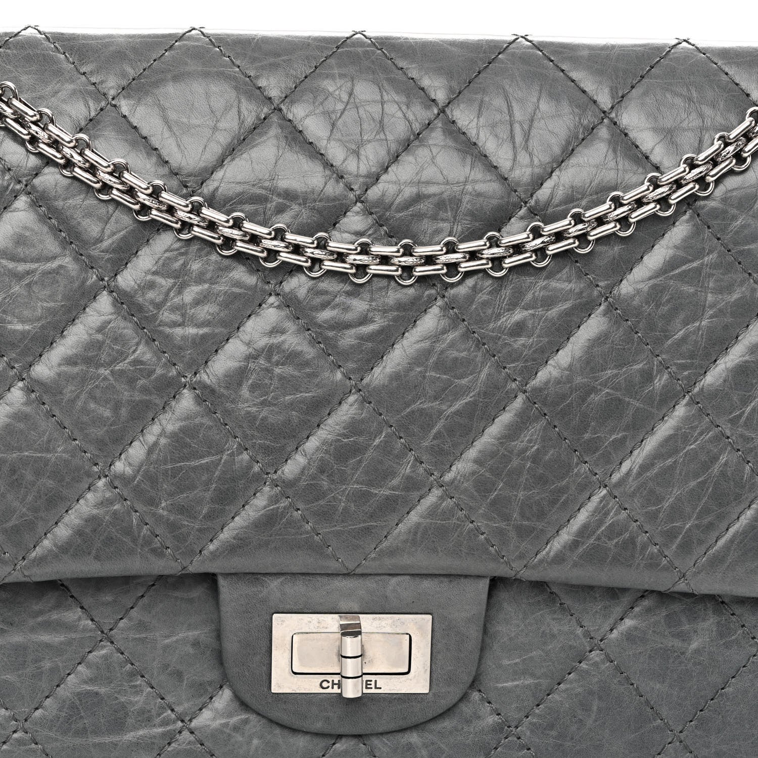 Chanel Aged Calfskin Quilted 50th Anniversary 2.55 Reissue 227 Flap Grey 8 of 12