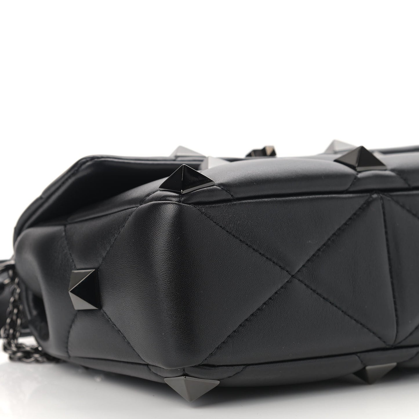 Nappa Monochrome Medium Roman Stud Shoulder Bag Black
